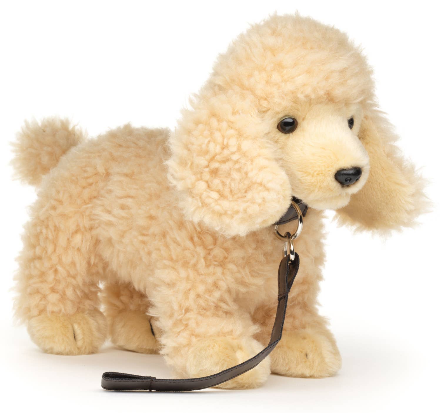 Peluche Caniche abricot, debout (avec laisse) Uni Toys