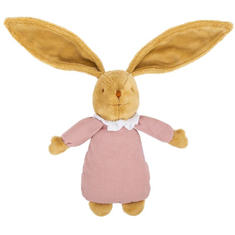 Lapin Nid D'Ange Doudou Musical -Coton Bio rose