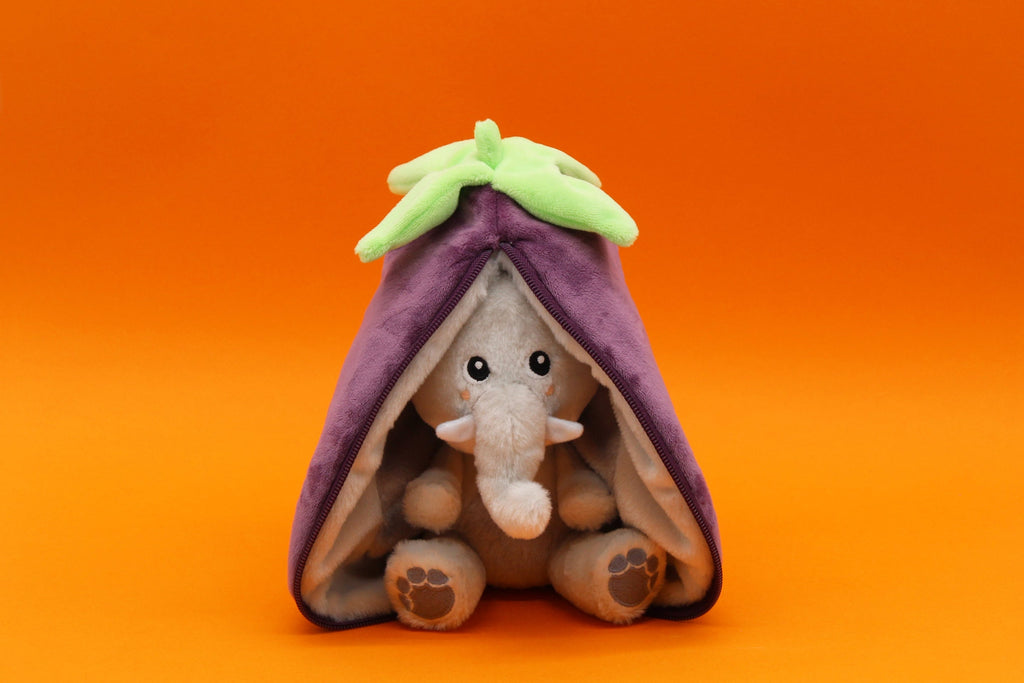 Peluche réversible Velvet l'éléphant/aubergine – Flipetz – vue 3