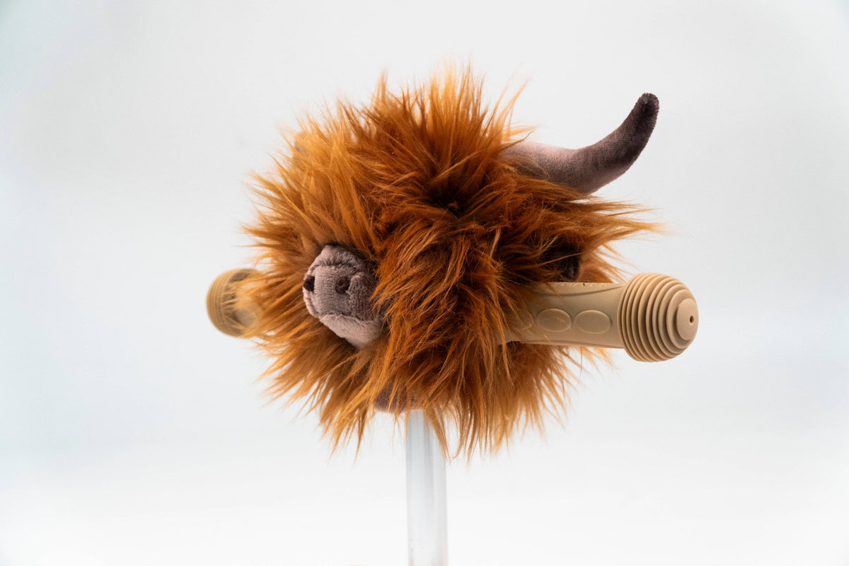 Accessoire tête de vache Highland pour guidon de vélo ou trottinette enfant - Wild & Soft