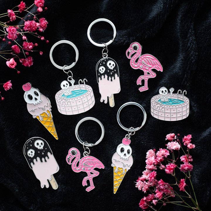 Pin’s Dead Cool Summer - Squelette et Flamant