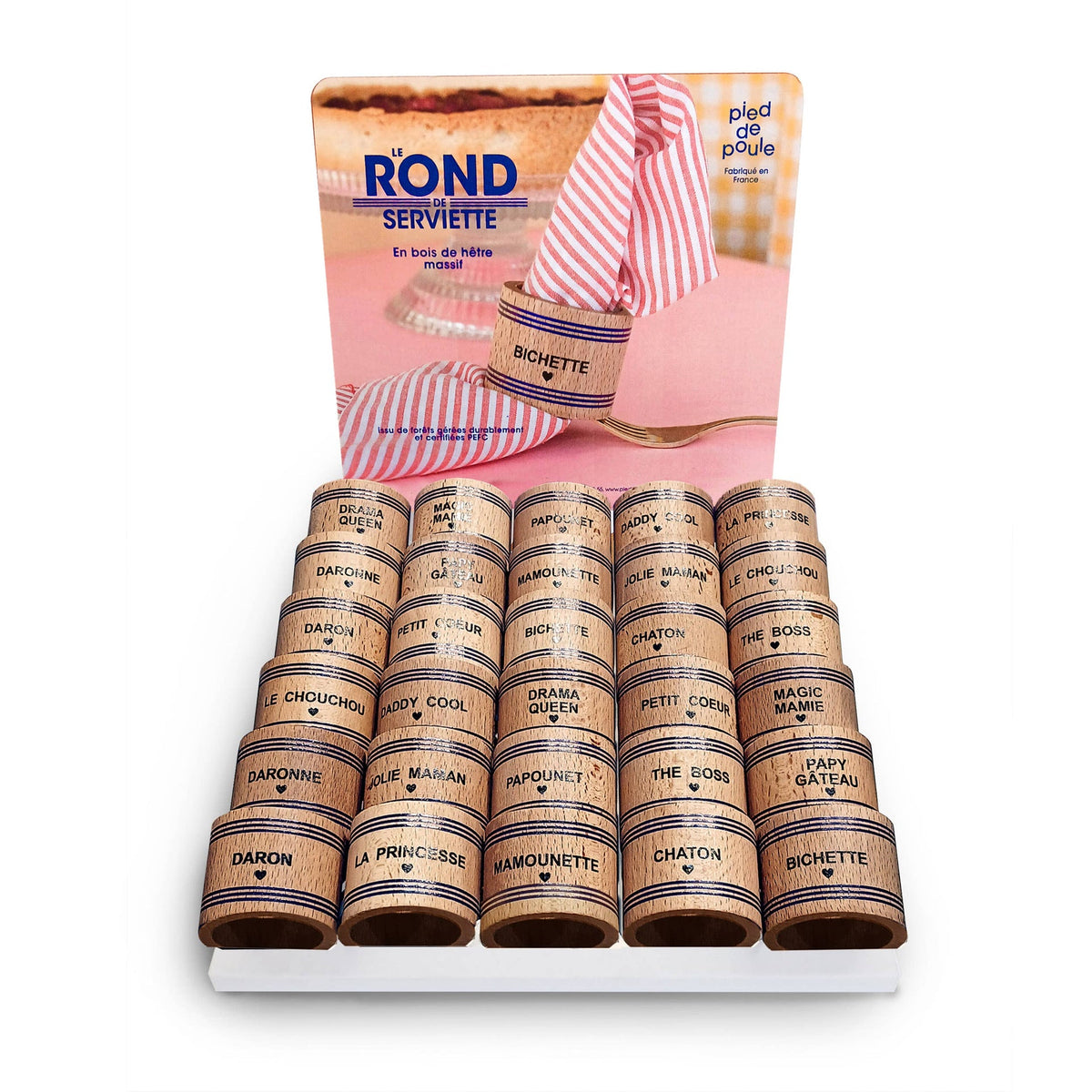 Ronds de serviette en bois – Collection Famille