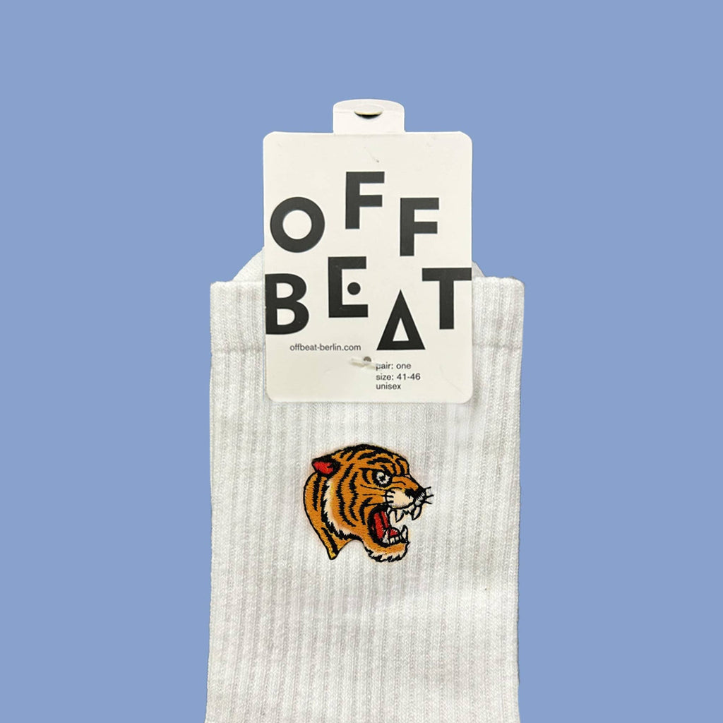 Chaussettes brodées tête de tigre – vue 2