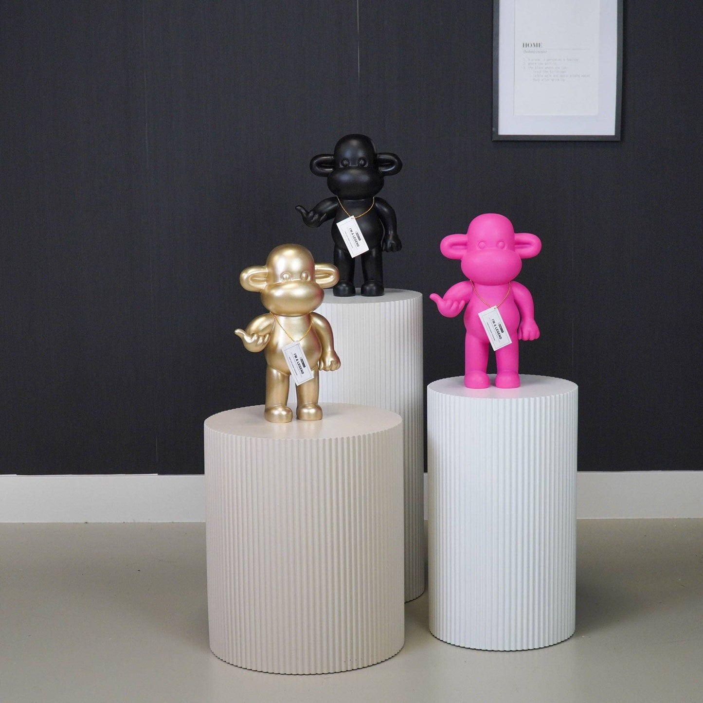 Ornament - Hanging Loose Monkey Figurine 'The Legend' - Polyresin - Gold - 20.5x13.5x35cm