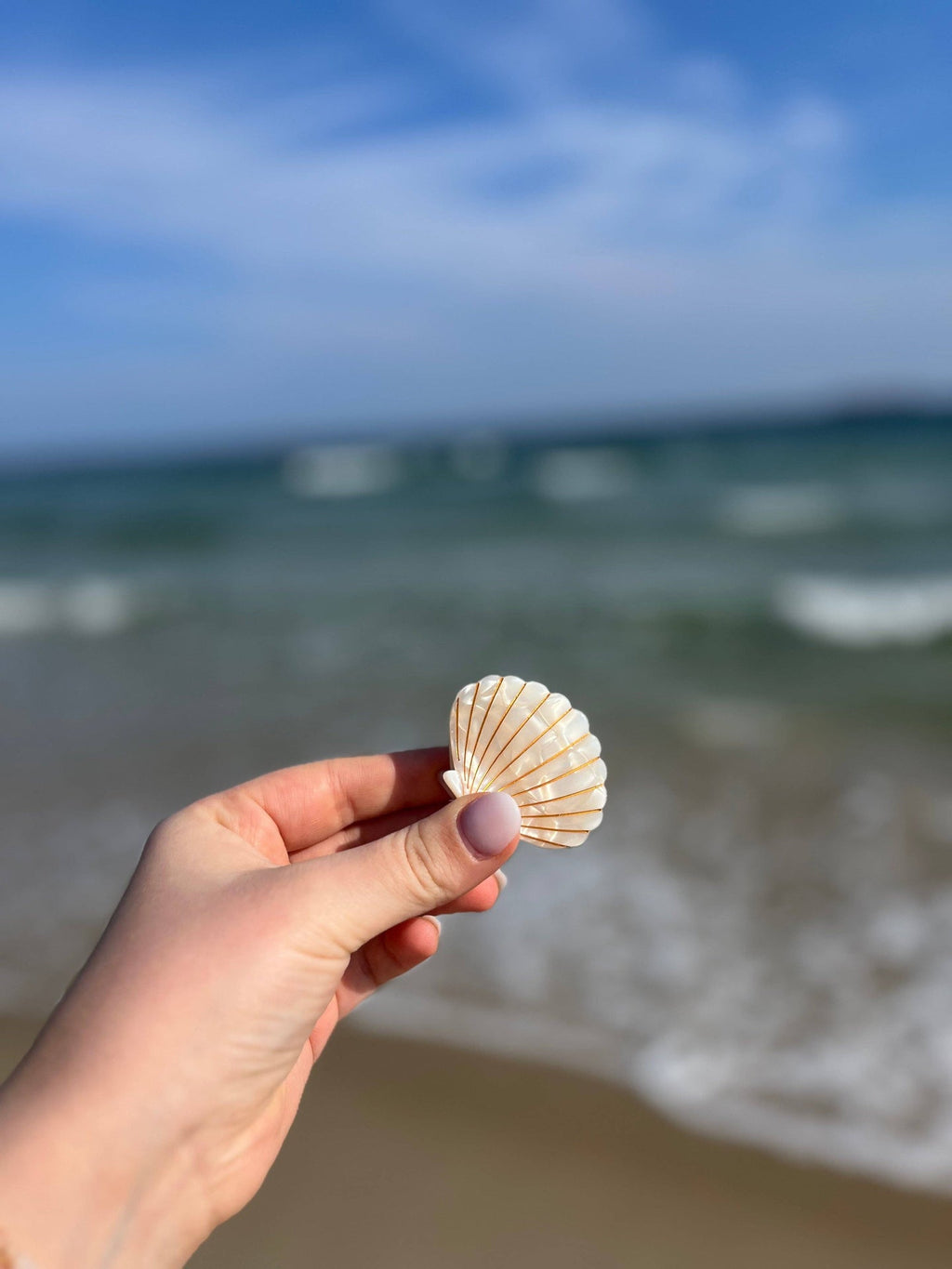 Pince à cheveux Coquillage rouge pailleté