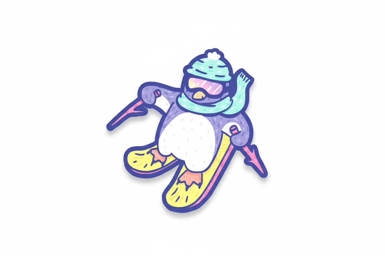 Pinguin-Skifahrer Sticker