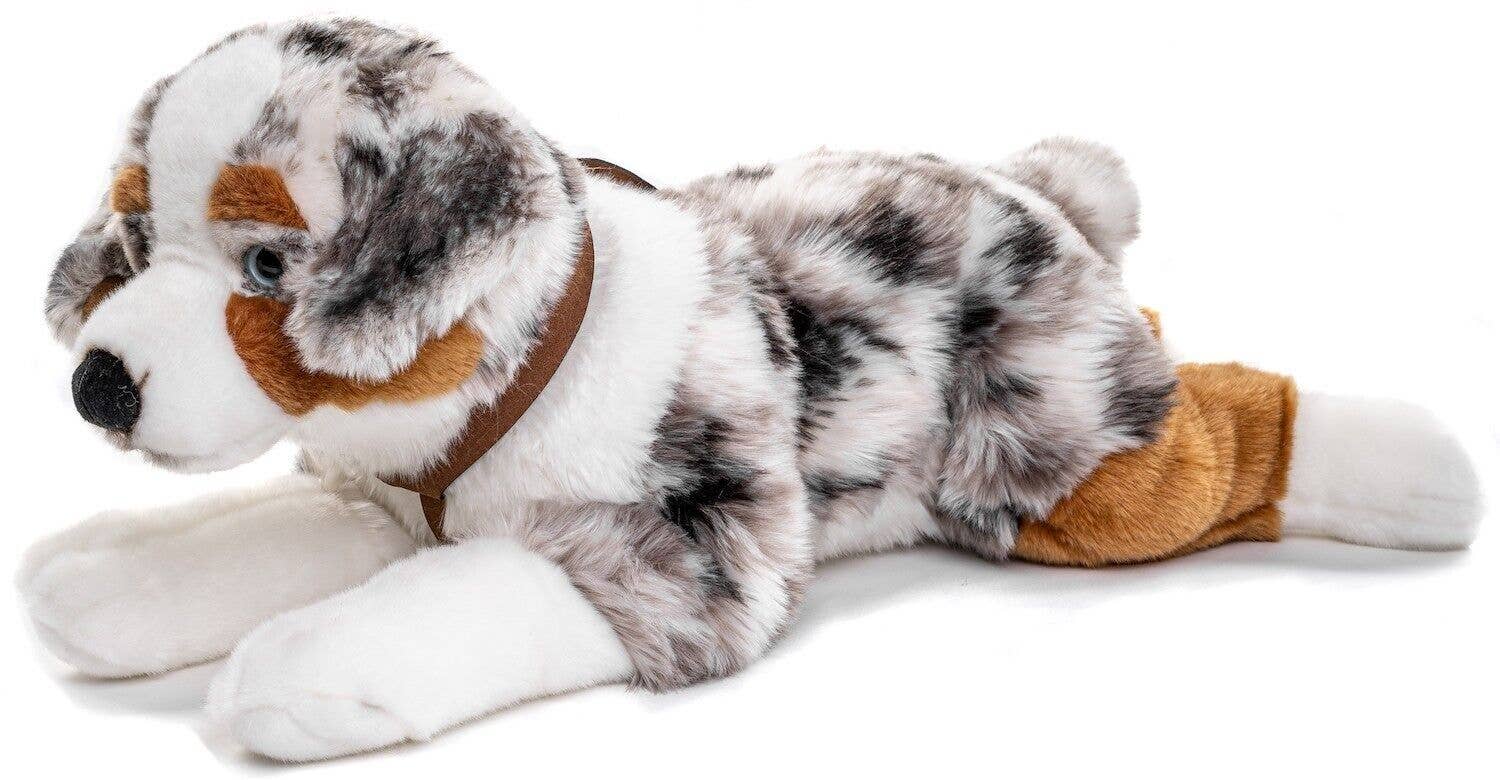 Peluche Berger australien allongé (avec harnais) Uni Toys