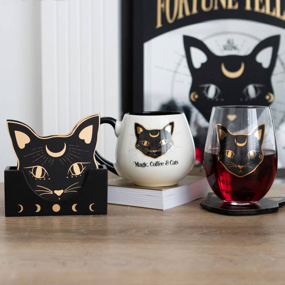 Abgerundete Tasse „Magie, Kaffee & Katzen“