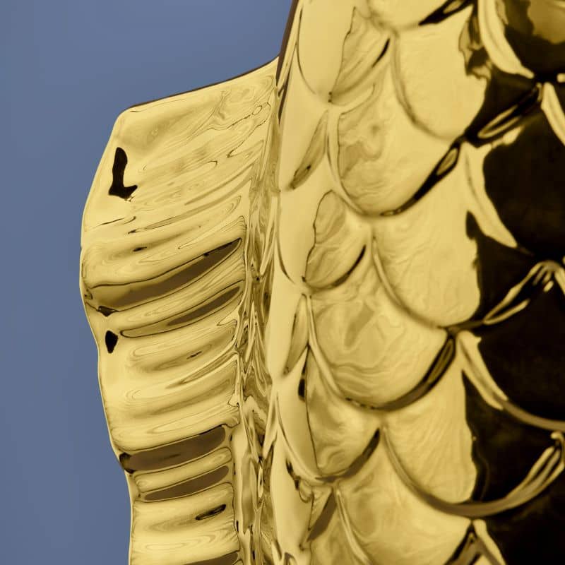Goldene Blubb-Fischskulptur/Vase