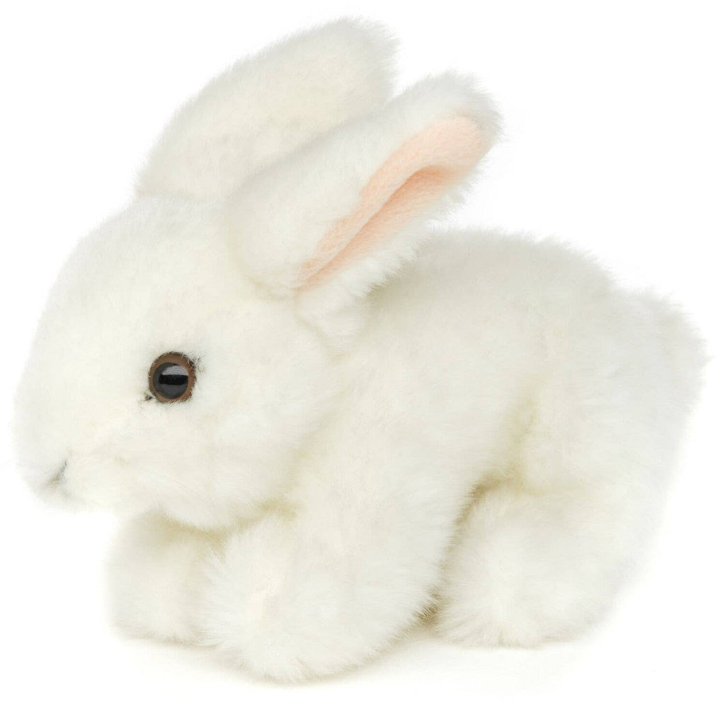 Lapin couché (blanc) - 18 cm (longueur) - peluche Uni Toys