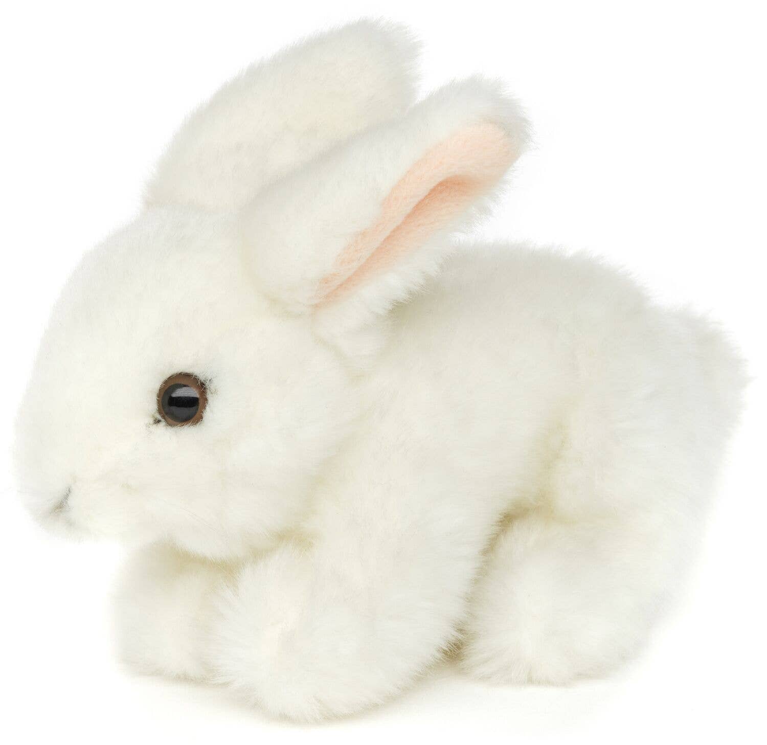Lapin couché (blanc) - 18 cm (longueur) - peluche Uni Toys