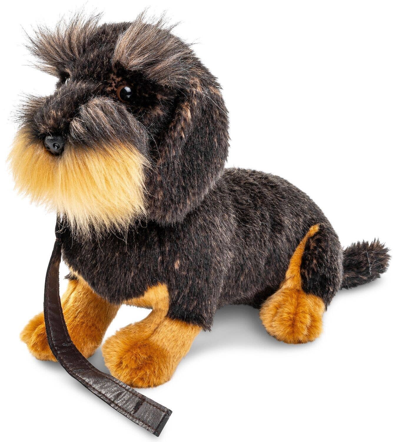Teckel à poil dur, assis (avec laisse) - peluche Uni Toys