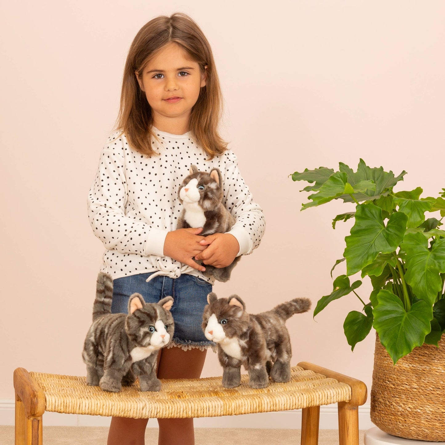 Peluche Chat debout gris tigré