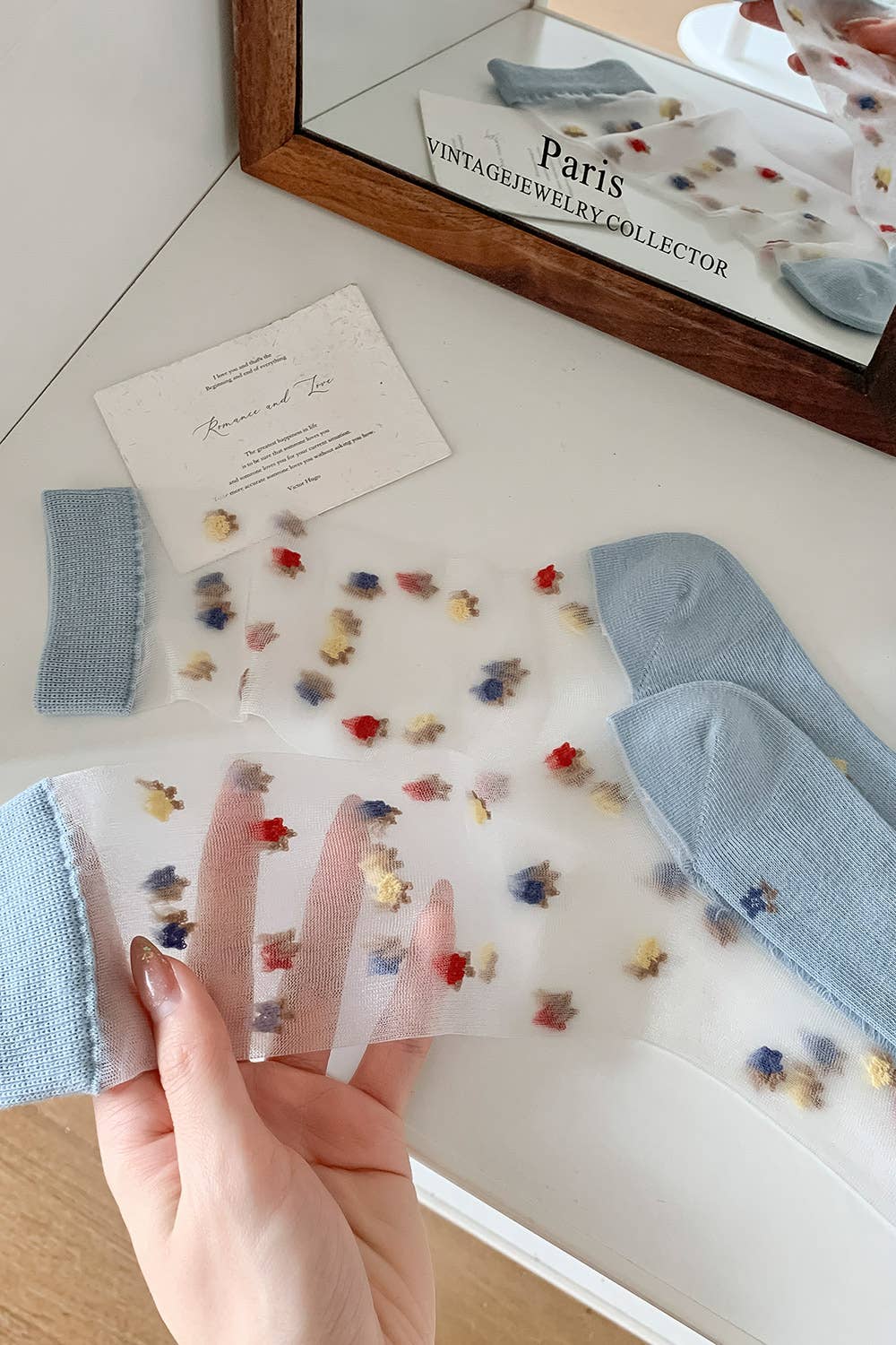 Chaussettes transparentes Fleurs