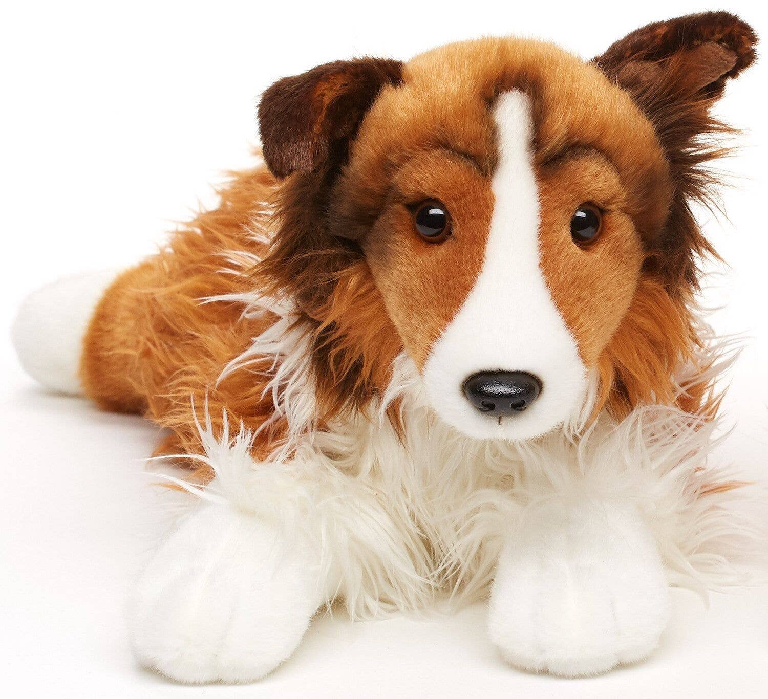 Peluche colley à poil long couché uni Uni Toys