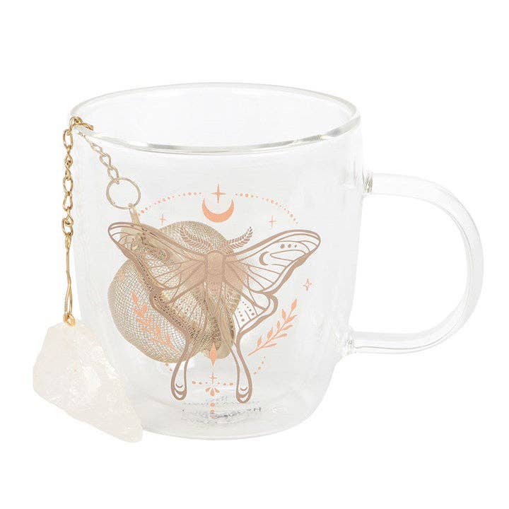 Mug en Verre Double Paroi Luna Moth + Infuseur Quartz