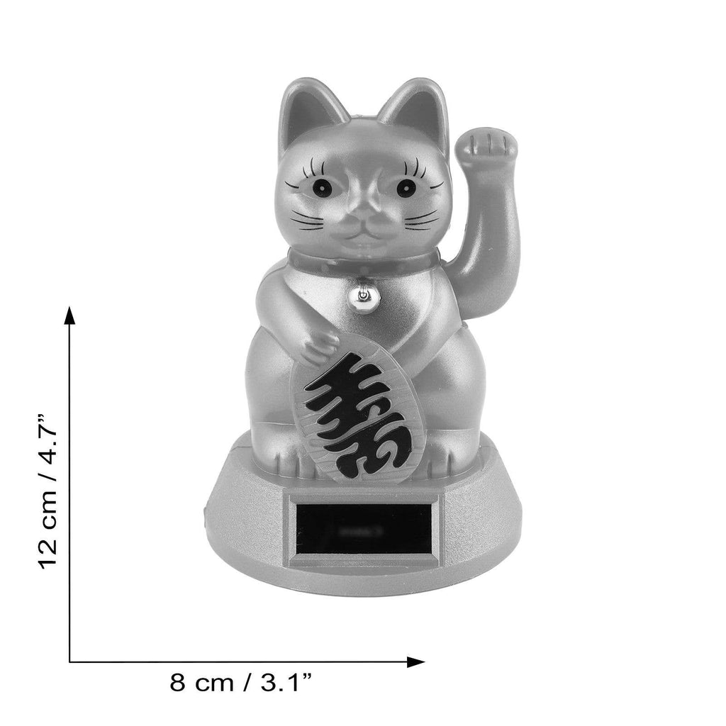 Chat chanceux solaire doré 12cm