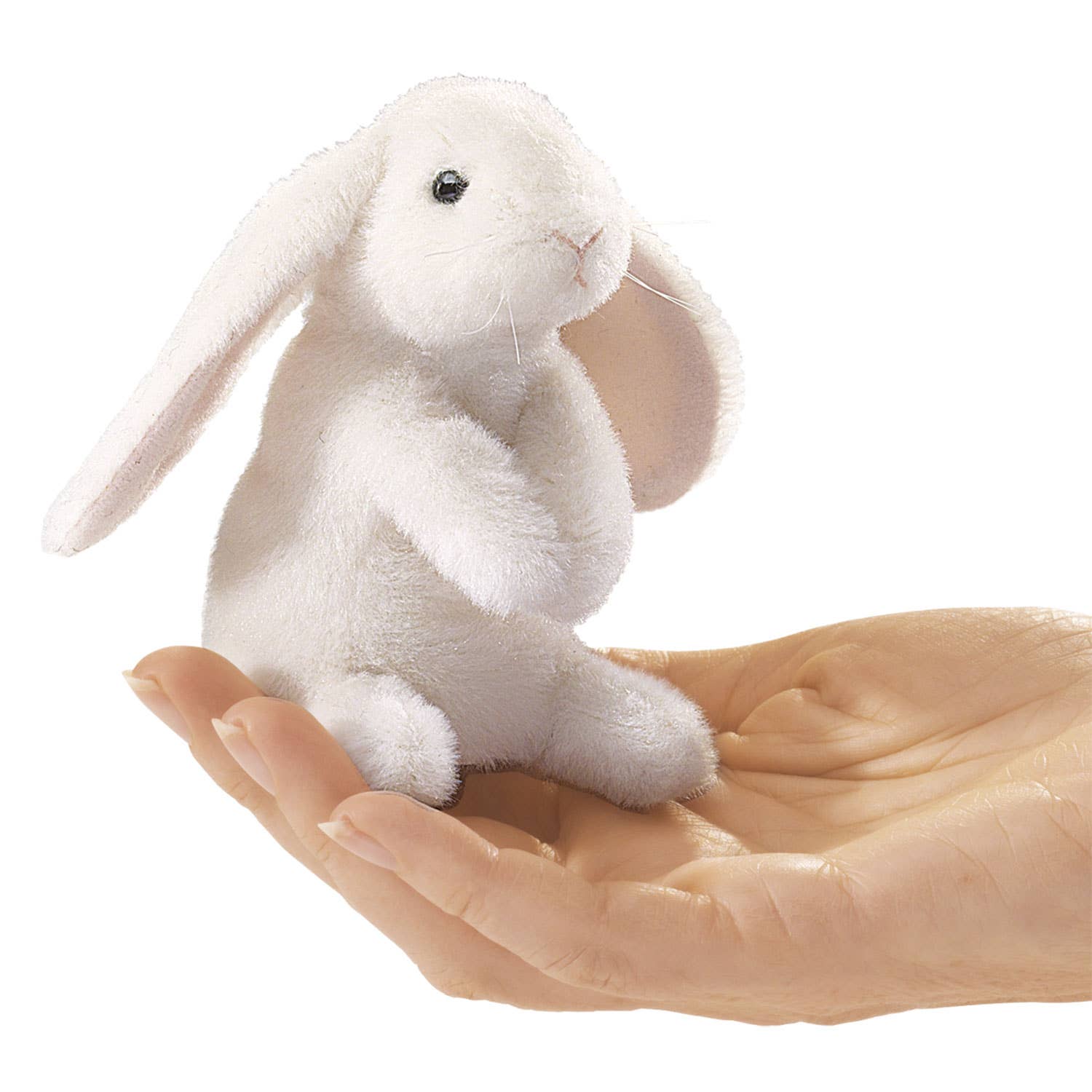 Marionnette à main Mini lapin à oreilles suspendues 2745/ Mini lapin à oreilles en forme de boucle Folkmanis réaliste