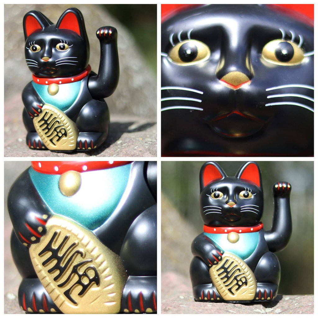 Chat chanceux noir 15cm