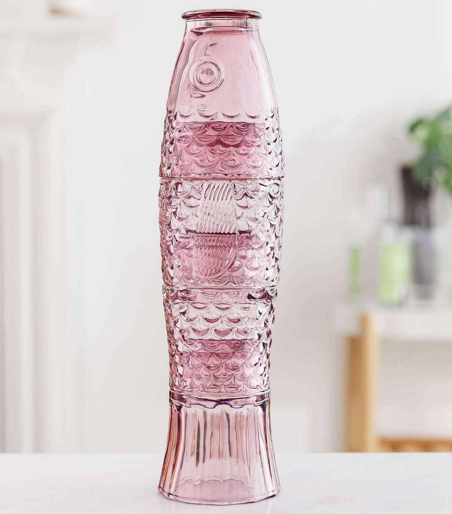 Verres à boire empilables Poisson - Lot de 4 roses