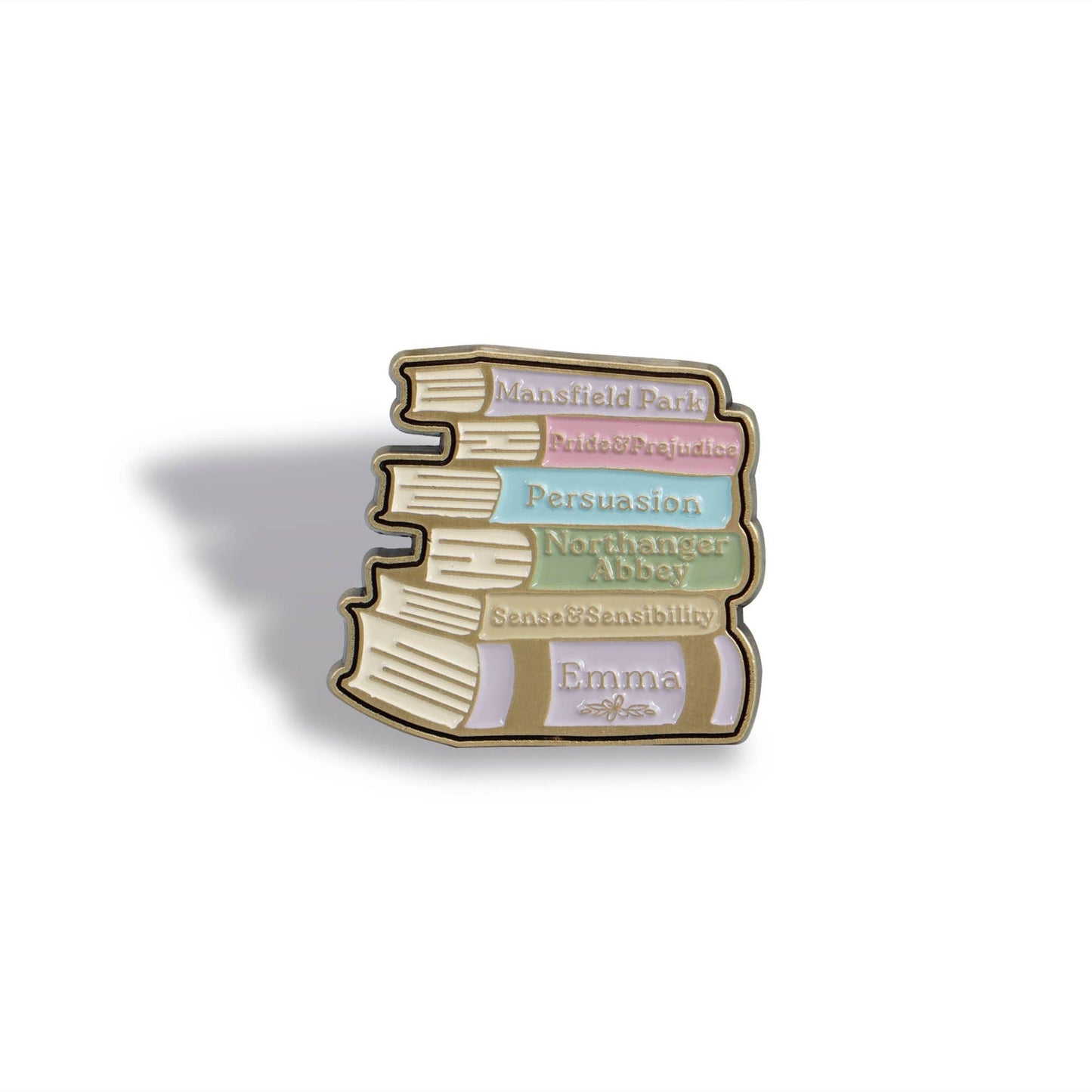 Badge épingle Jane Austen - Pile de livres
