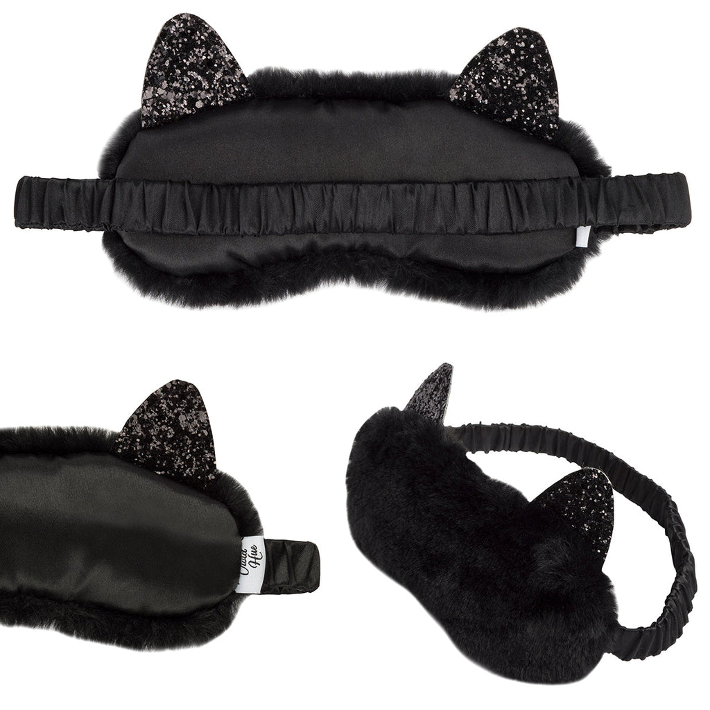 Plush sleep mask – black cat