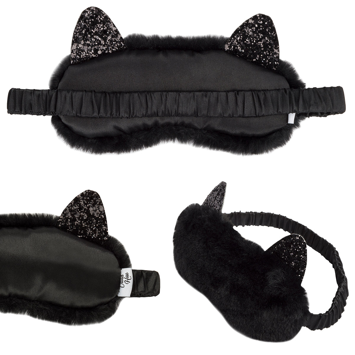 Plush sleep mask – black cat