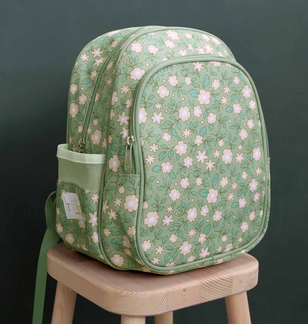 Sac à dos enfant - Fleurs - sauge – vue 4 – A Little Lovely Company