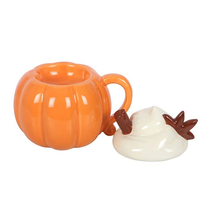 Brûle-parfum et chauffe-cire citrouille  d'automne avec couvercle crème