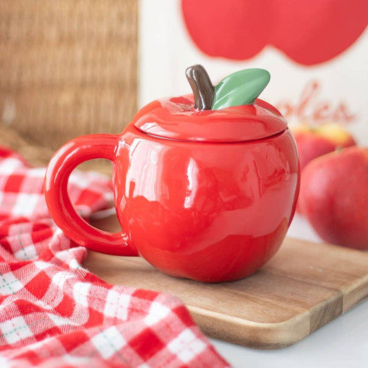 Tasse céramique en forme de pomme avec couvercle