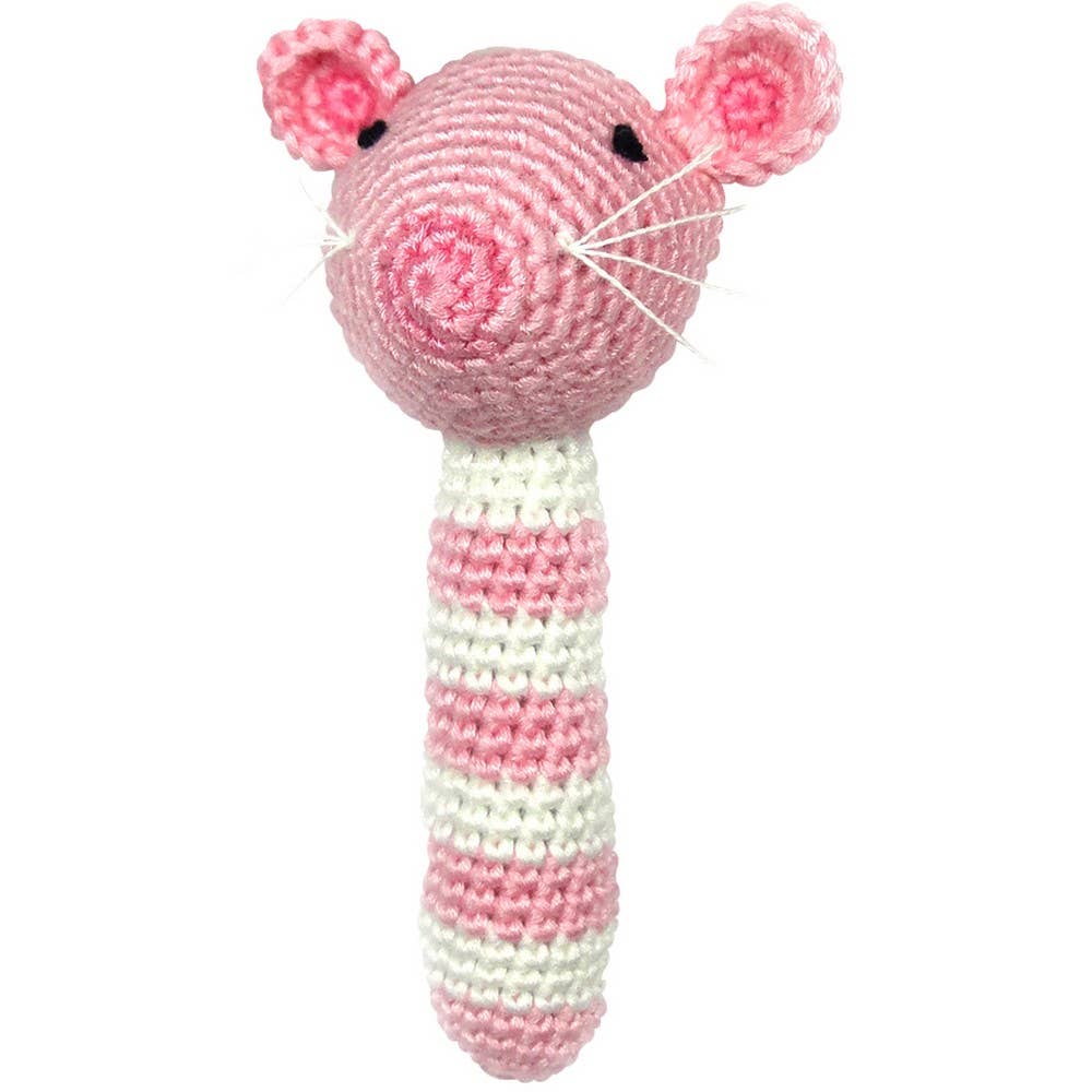 Hochet souris rose clair
