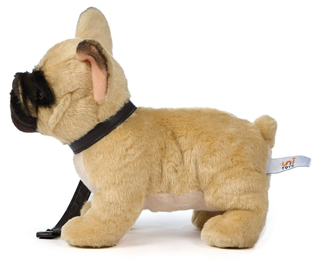 Bouledogue français (beige) - Jouet en peluche avec laisse Uni Toys