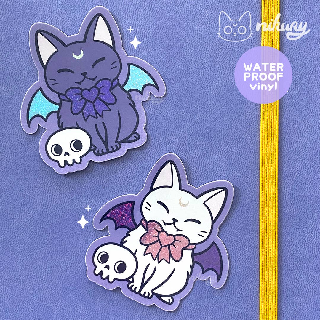 autocollants glitter chat chauve souris meowgical nikury 82252620
