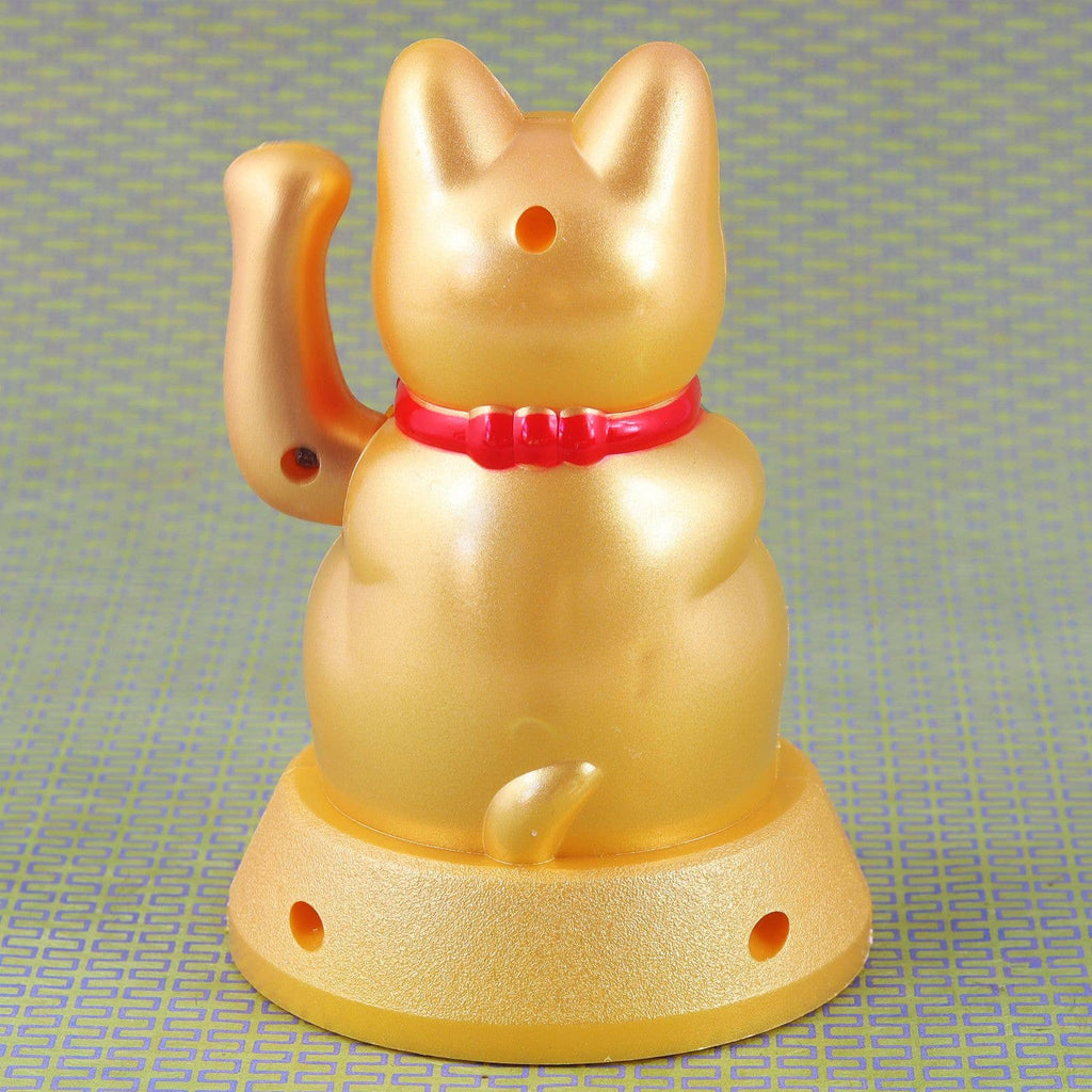 Chat chanceux solaire doré 12cm