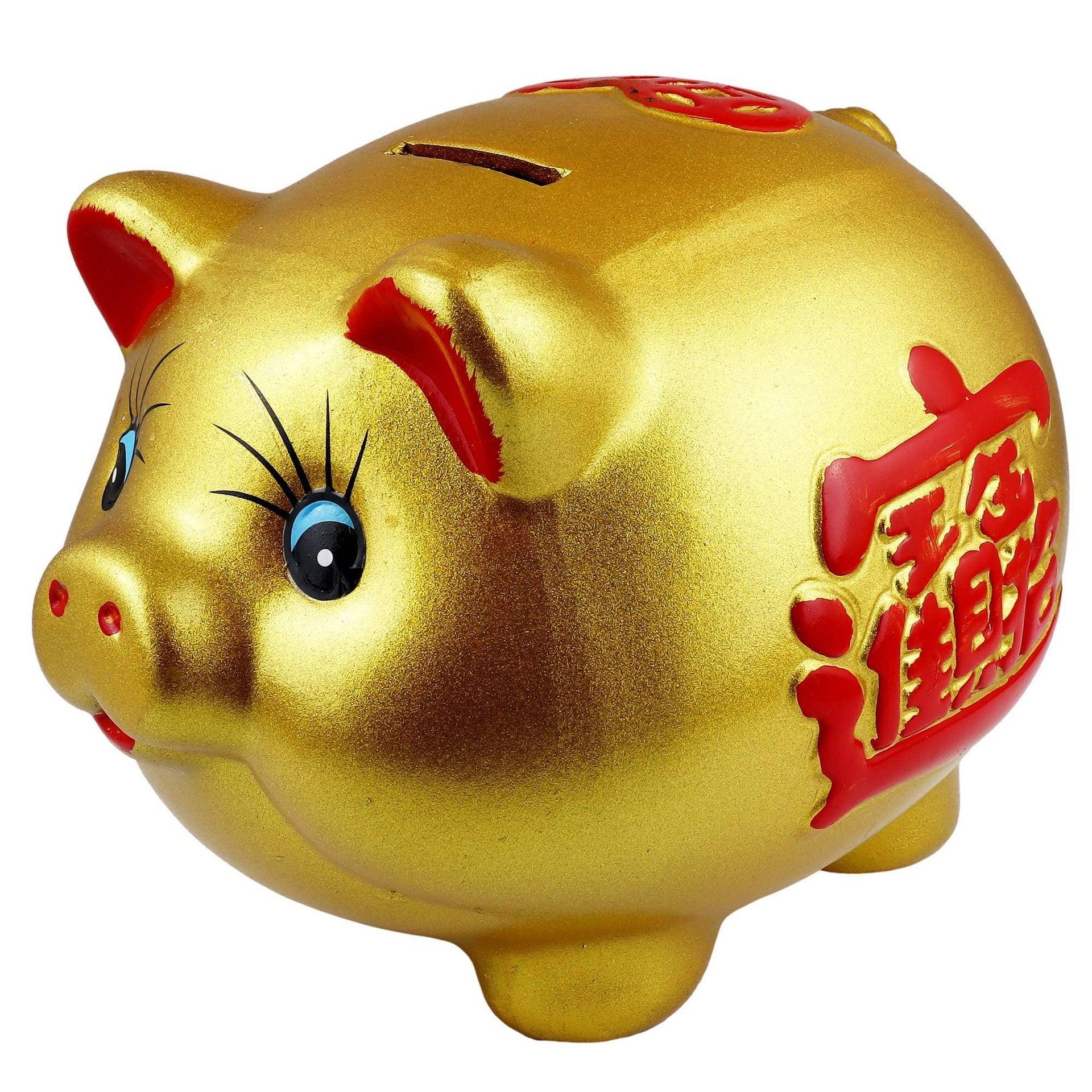 Tirelire Cochon Chanceux Doré
