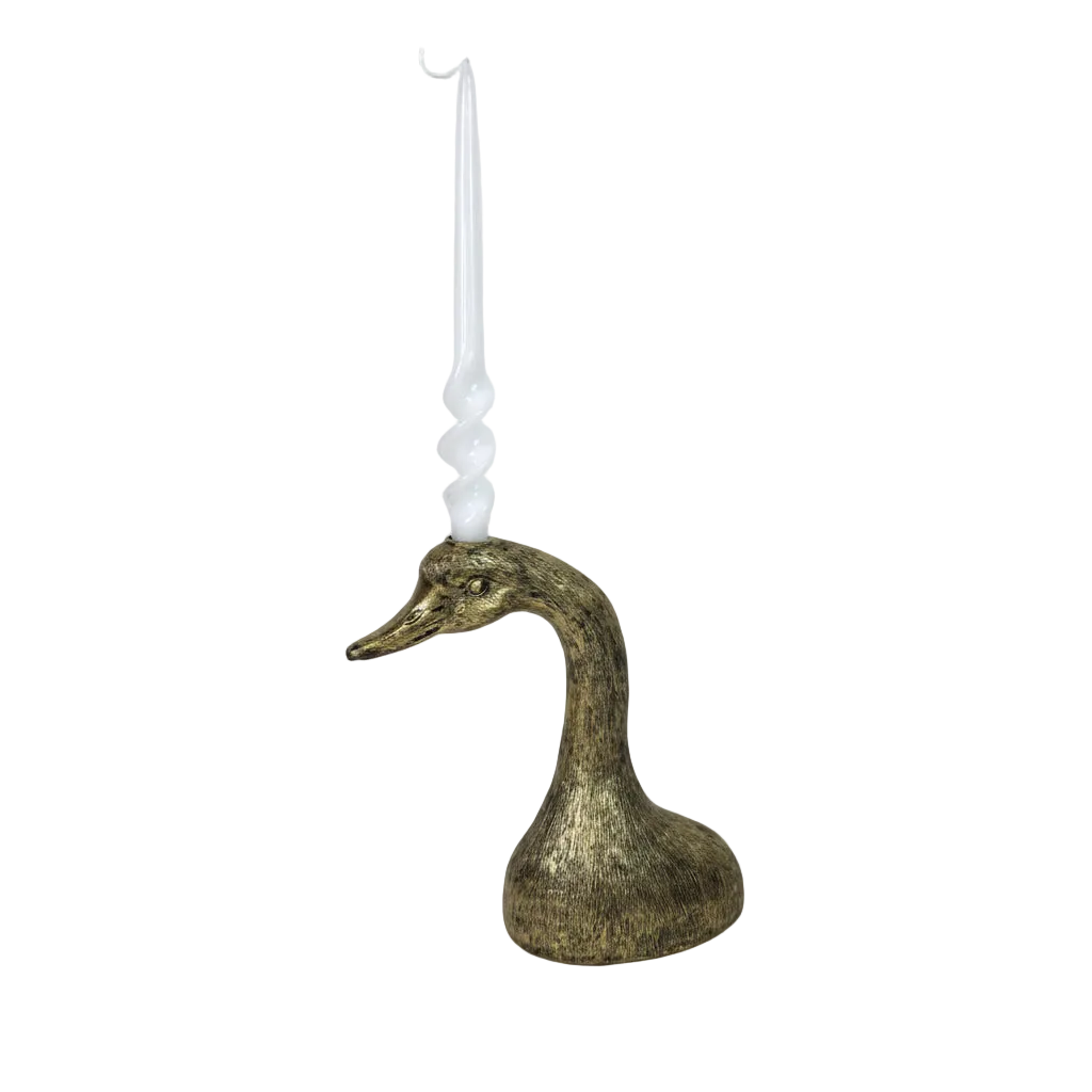 Bougeoir Tête de Canard doré antique