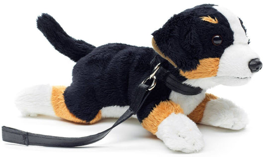 Peluche Bouvier bernois allongé (avec laisse)