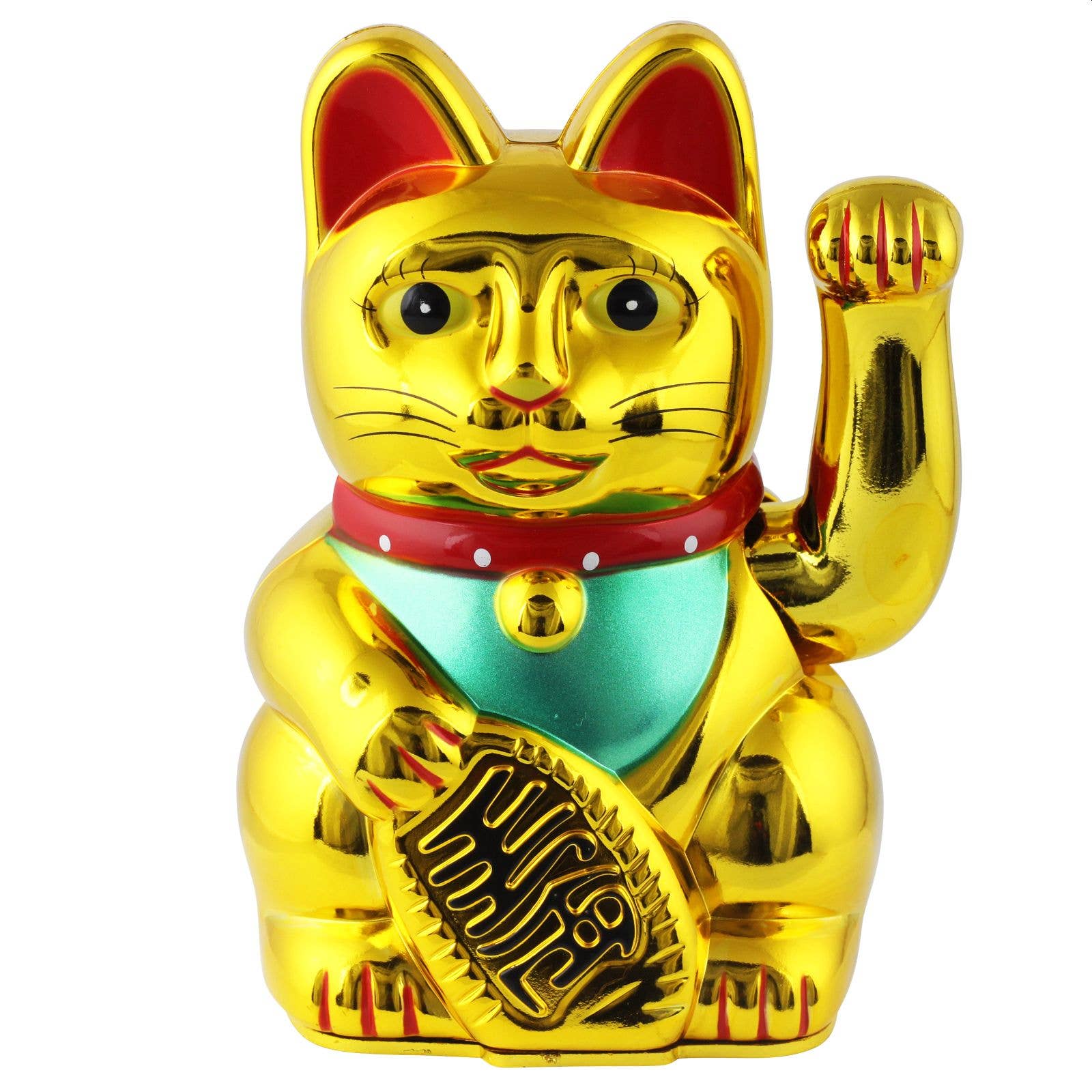 Chat chanceux doré 13cm