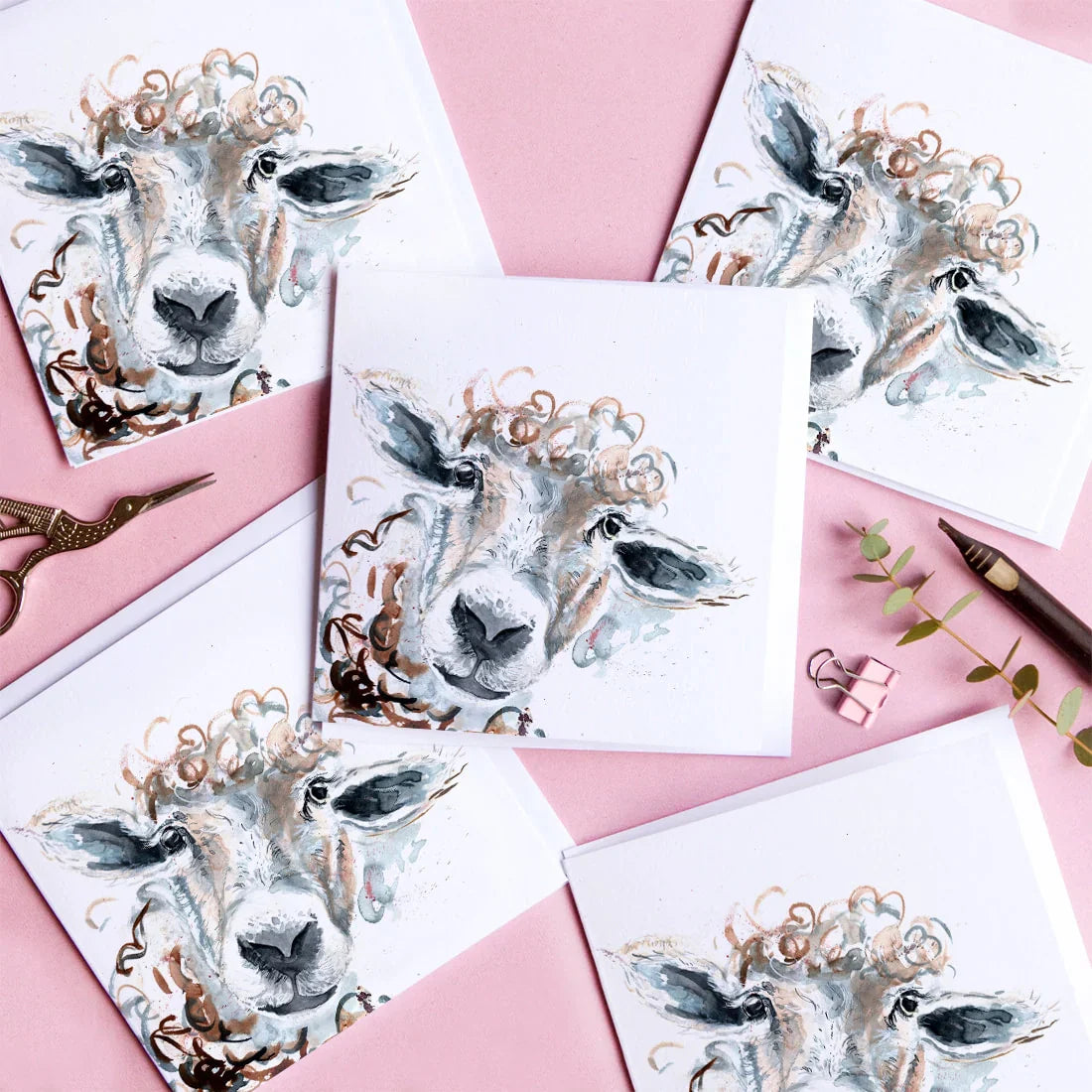 carte de voeux aquarelle mouton kate moby 