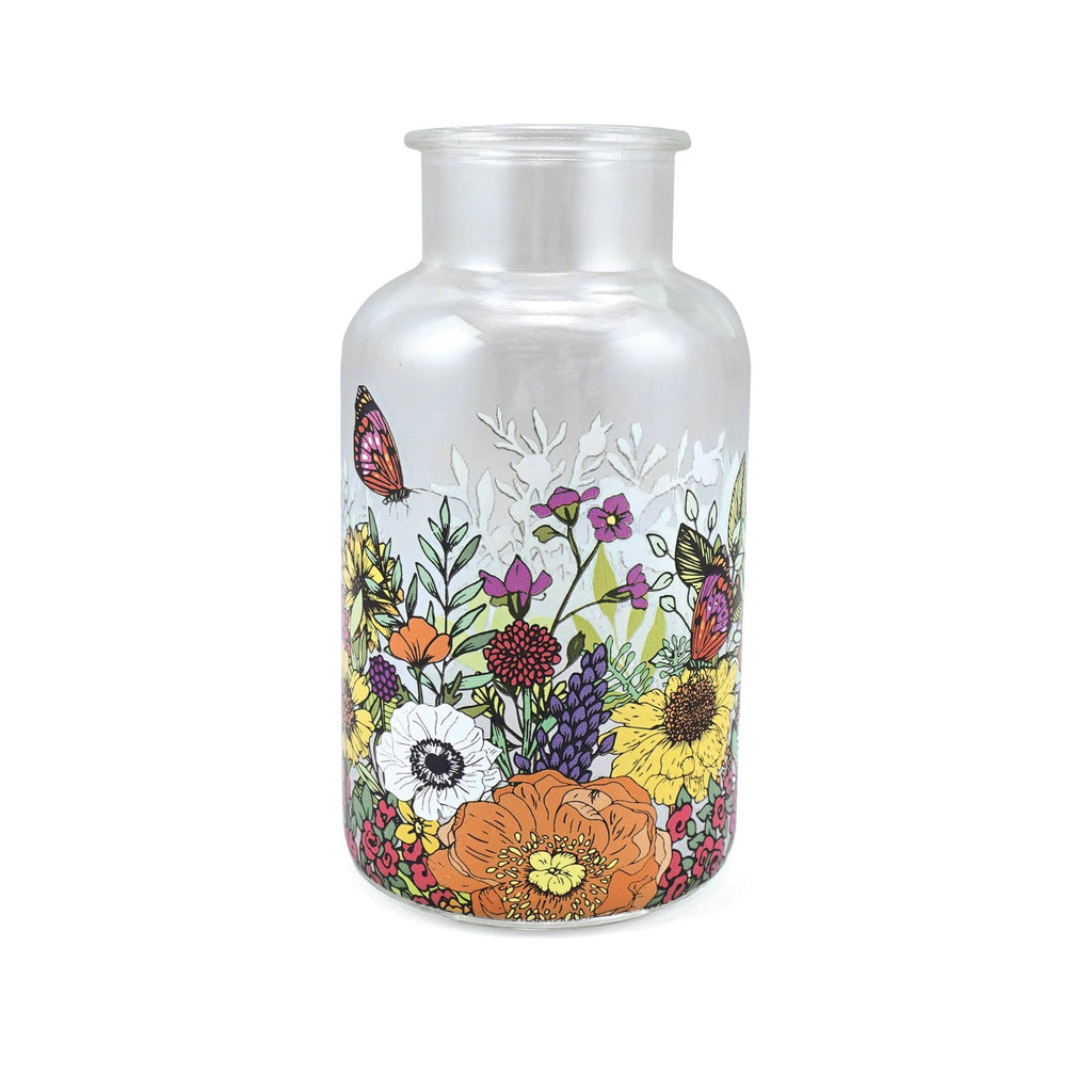 Vase en verre fleurs des champs