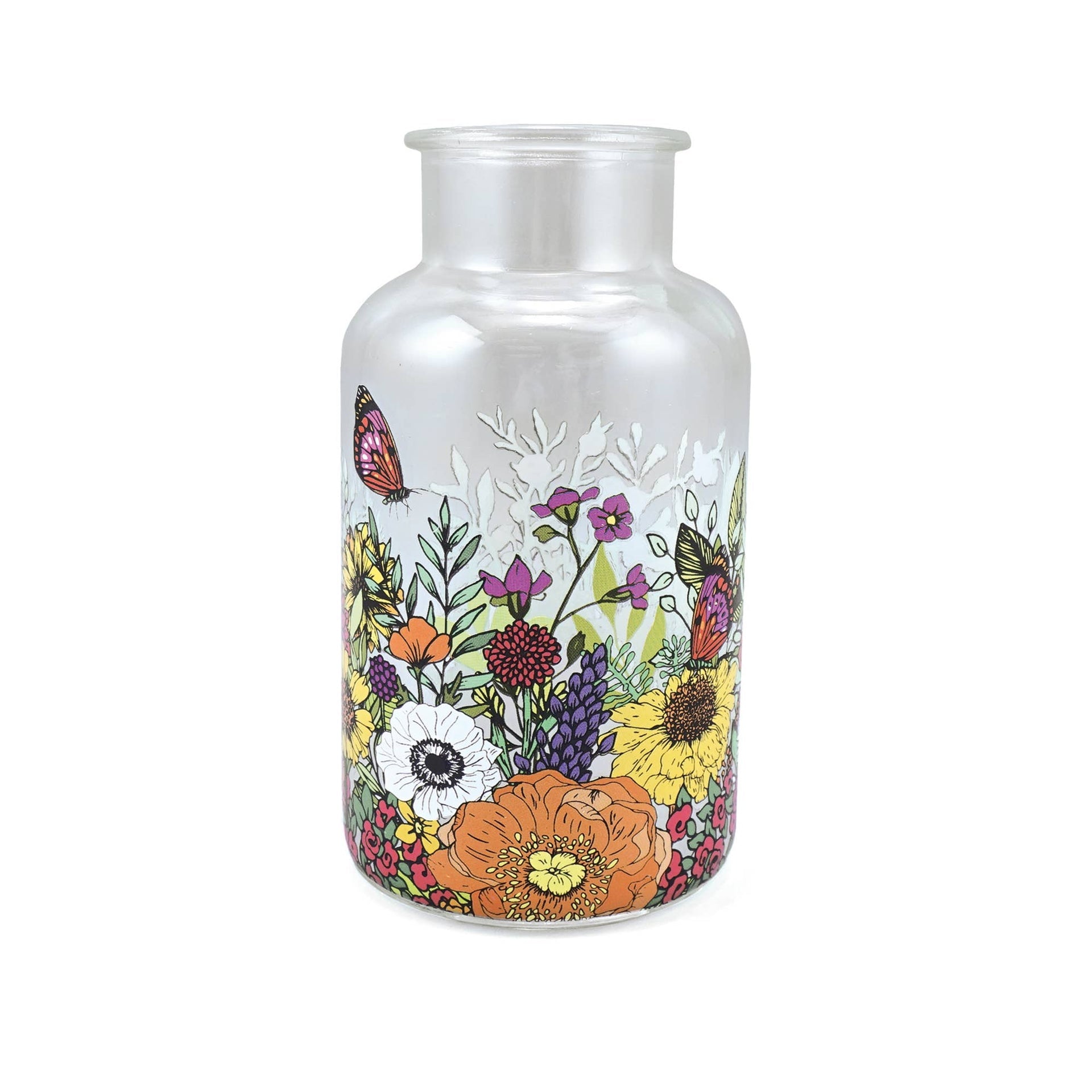 Vase en verre fleurs des champs