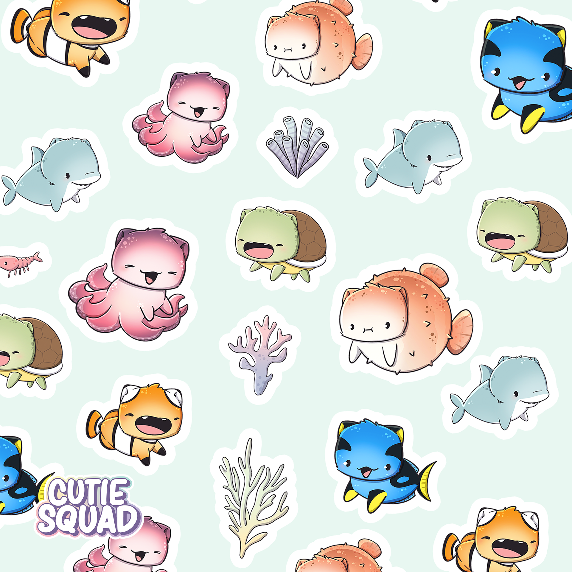 Planches d'autocollants Poisson-chat