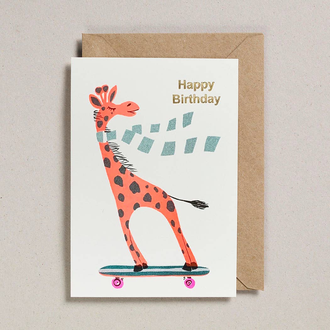 carte danniversaire girafe sur skateboard petra boase ltd GC PET 0023 5060558745889