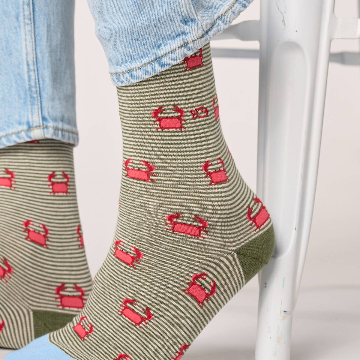 Socken aus gekämmter Baumwolle mit Tiermotiven – Krabbe