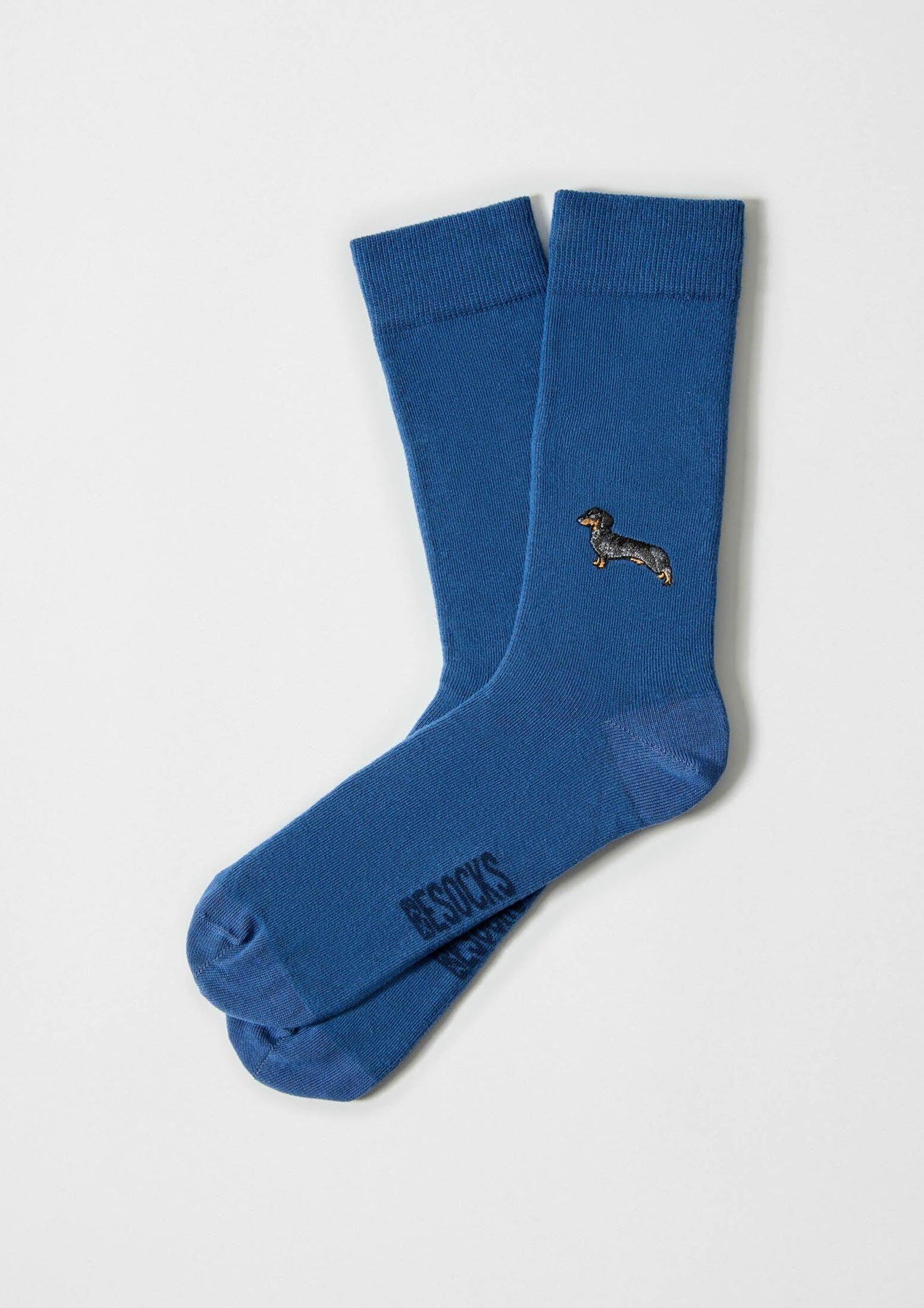 Embroidered BePets Blue Dachshund Socks