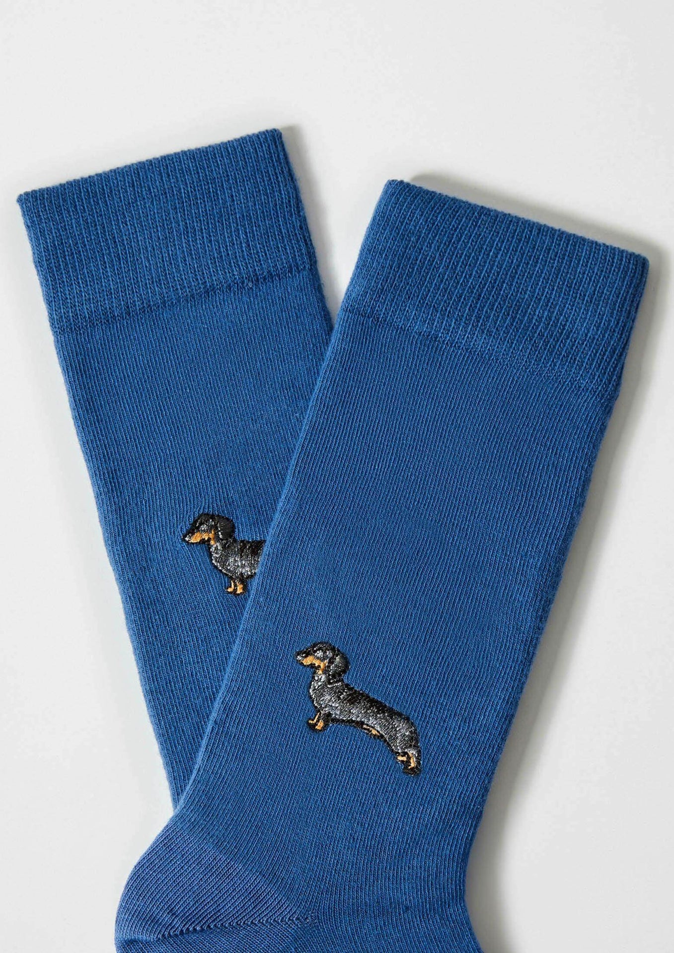 Embroidered BePets Blue Dachshund Socks