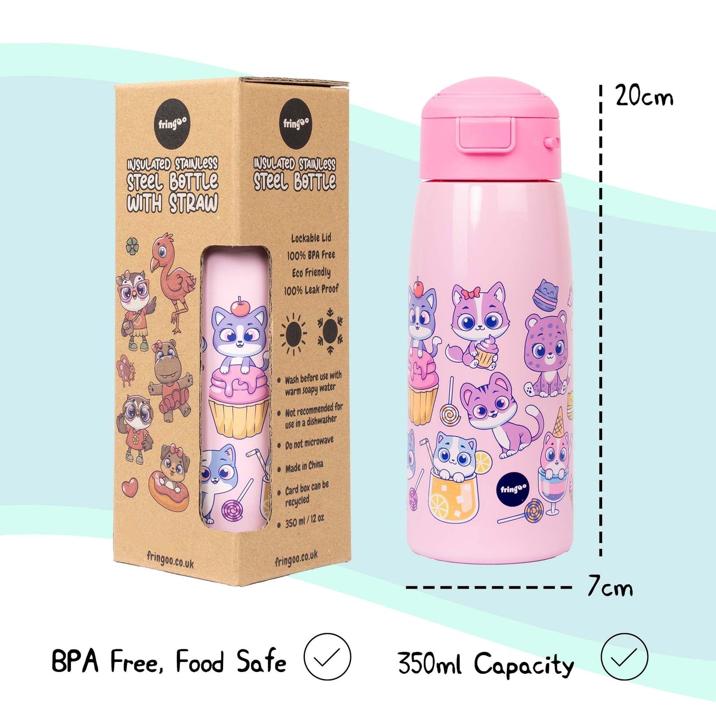 Gourde inox avec paille Enfant – chat "Cats & Sweets"