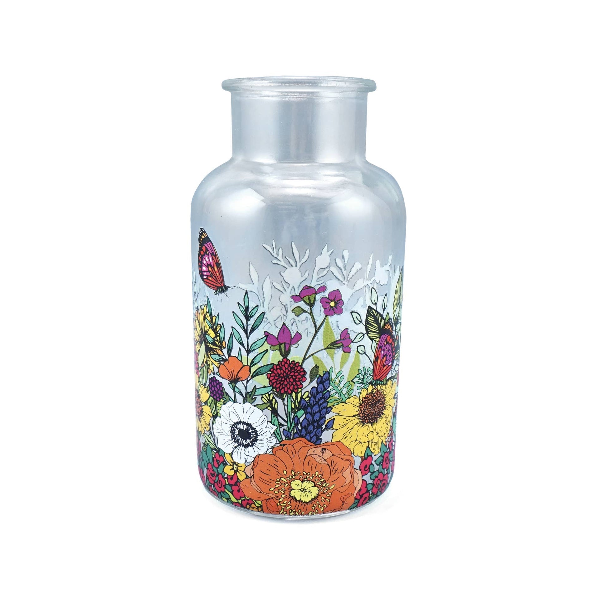 Vase en verre fleurs des champs