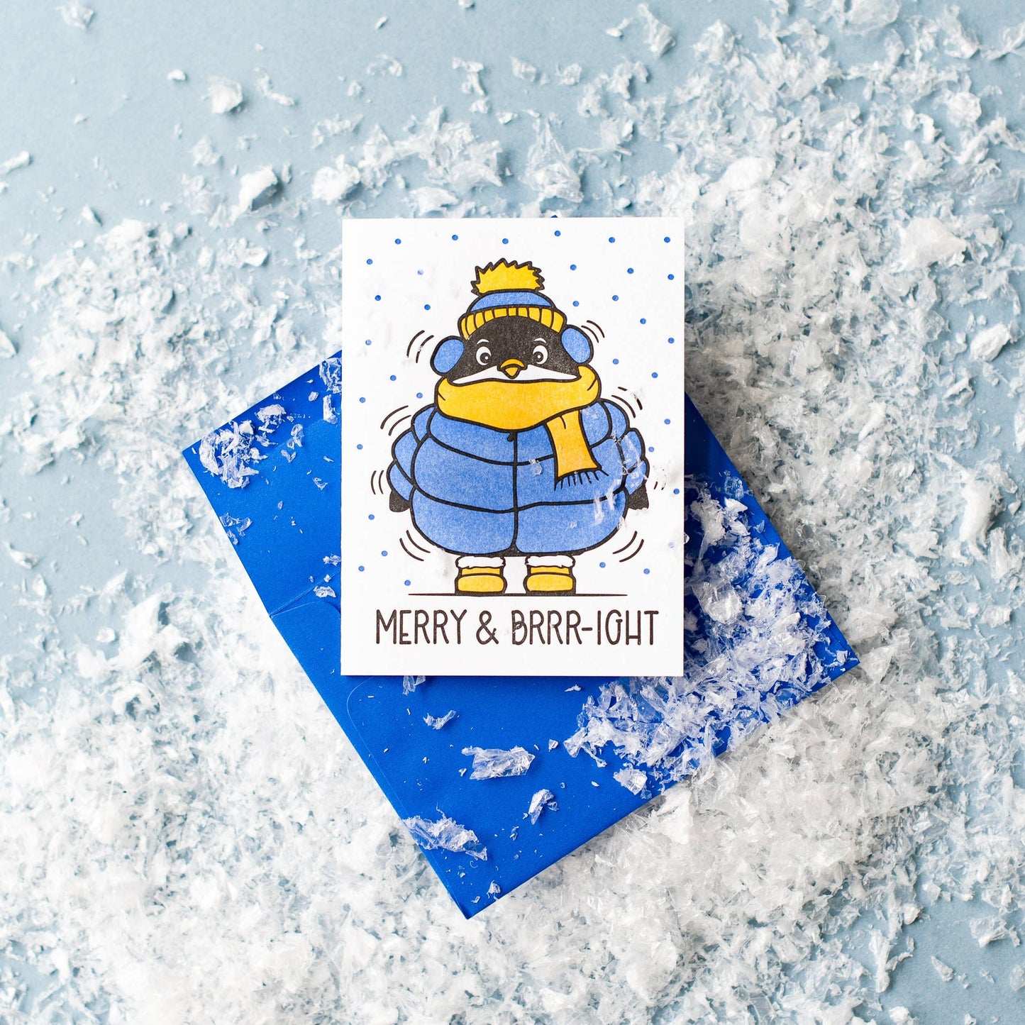 Carte de Vœux Pingouin « Merry & Brrright »