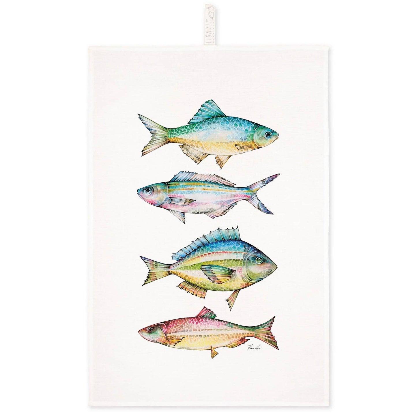 Torchon – Quatre poissons colorés